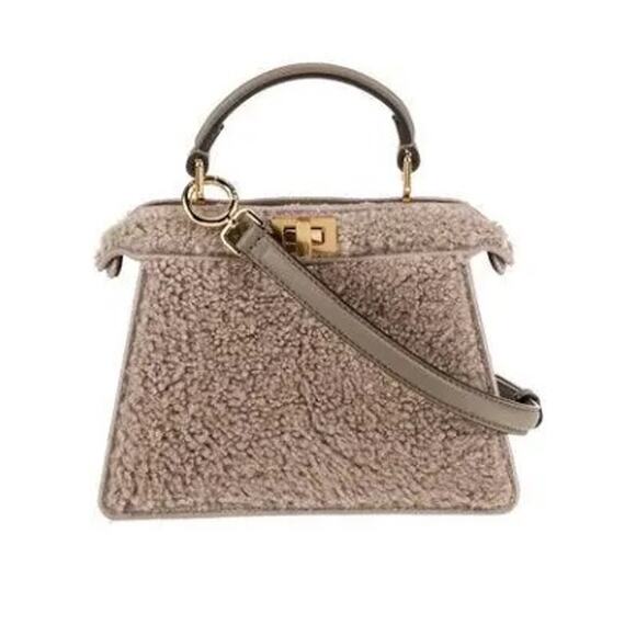 Fendi Shearling Peekaboo Shoulder Bag – Brown Shearling, Gold Hardware, BNWT - Picture 1 of 12